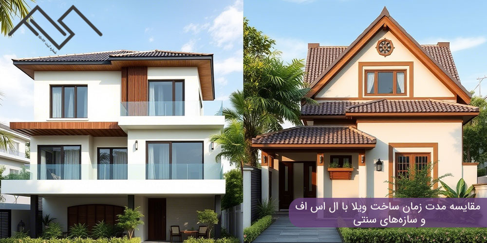 مقایسه مدت زمان ساخت ویلا با ال اس اف و سازه‌های سنتی